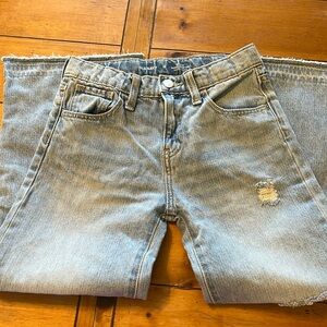 Two pairs of light wash denim